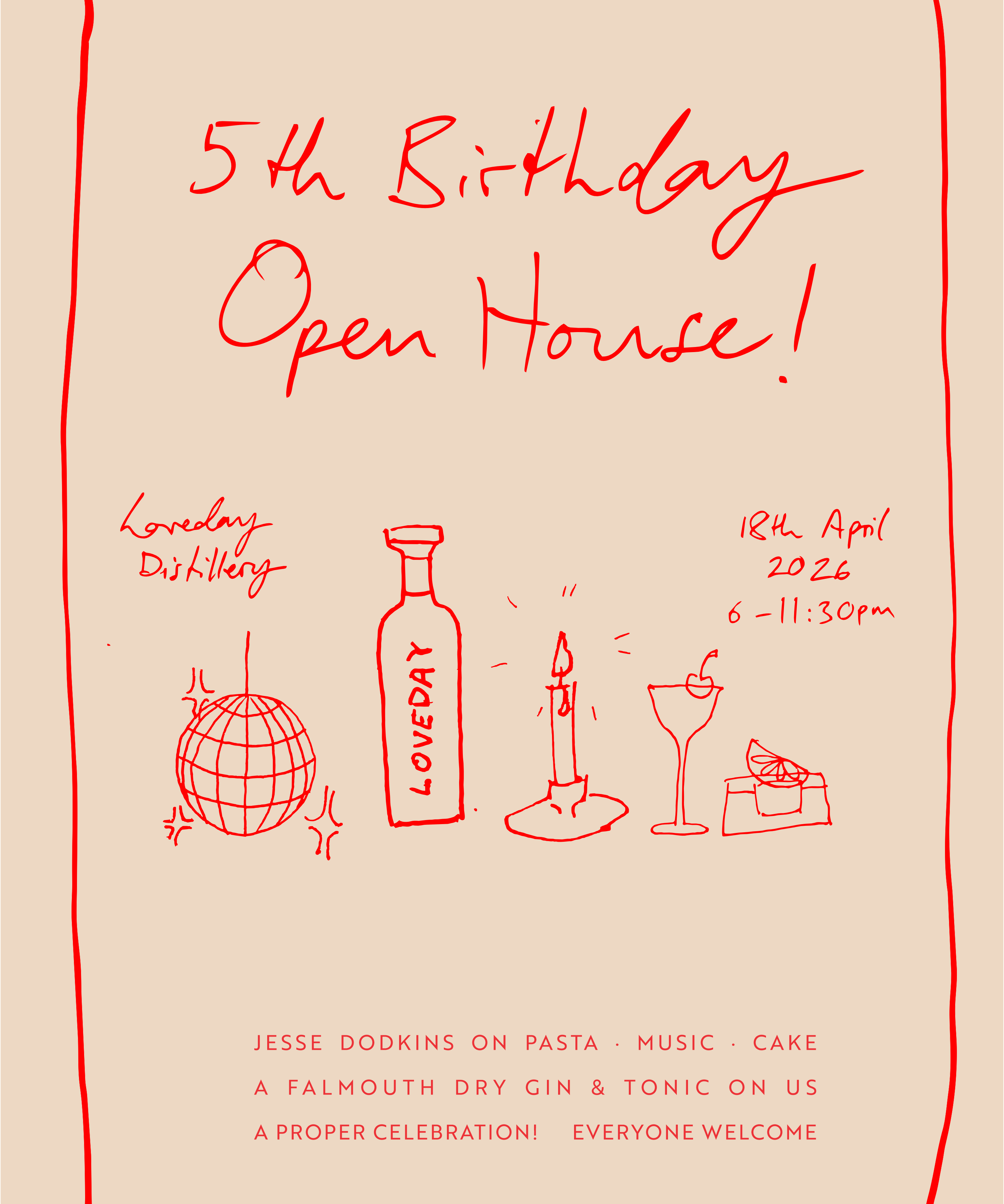 Loveday Turns Five! Join Us at the Distillery Open House (April 18th 2026, Falmouth)