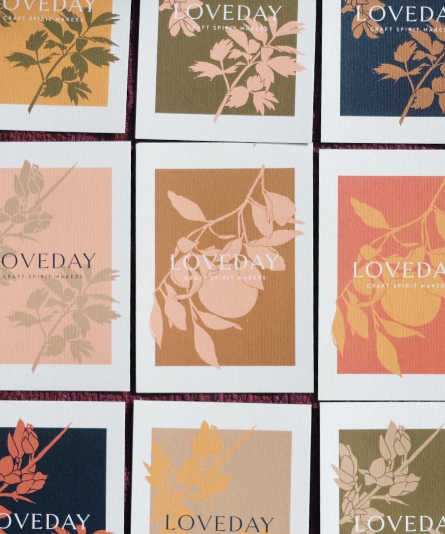 Loveday cocktail recipe collection with gin and rum drinks on a table