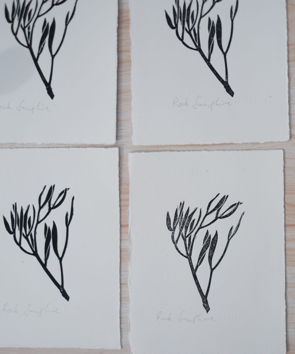 Lino printing block used to create Loveday gin bottle label artwork